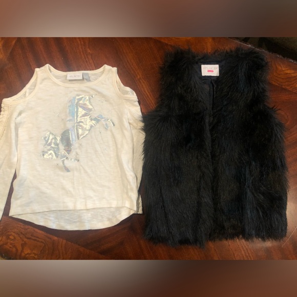 Children’s place‎ girl faux vest and long sleeve top size medium - Picture 1 of 5